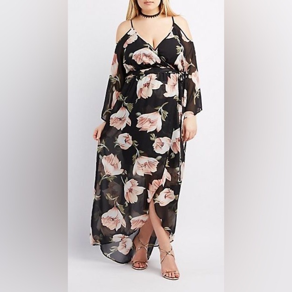 Charlotte Russe Black and Pink Floral Top